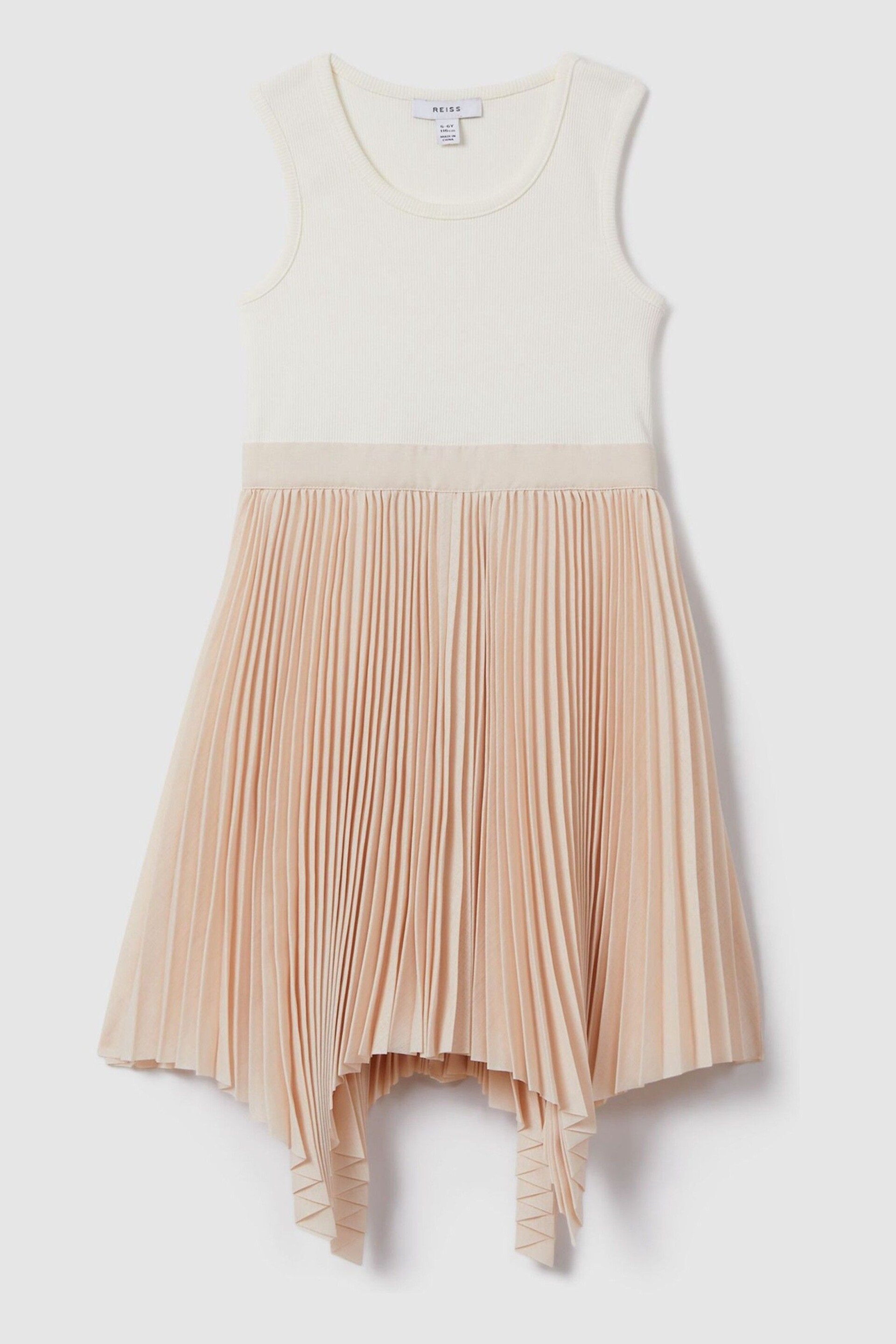 Reiss Ecru Harriet Senior Pleated Asymmetric Dress - Image 2 of 4