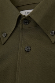 Reiss Khaki Malone Garment Dyed Cotton Pique Oxford Shirt - Image 5 of 5