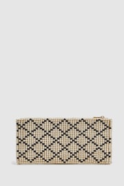 Reiss Natural/Black Etta Wood-Beaded Clutch Bag - Image 3 of 5