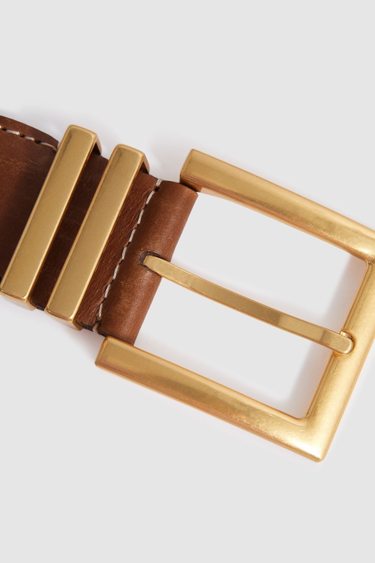 Reiss Tan Brompton Woven Leather Belt - Image 4 of 4