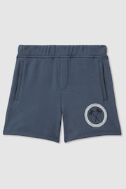 Reiss Airforce Blue Ridley Teen Cotton Motif Sweat Shorts - Image 1 of 4