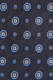 Reiss Navy Orvieto Cotton Silk Medallion Design Tie - Image 4 of 4