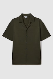 Reiss Green Chase Ribbed Cuban Collar Shirt - Image 2 of 5