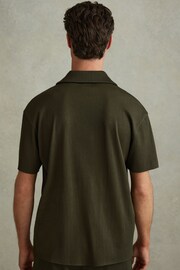 Reiss Green Chase Ribbed Cuban Collar Shirt - Image 4 of 5