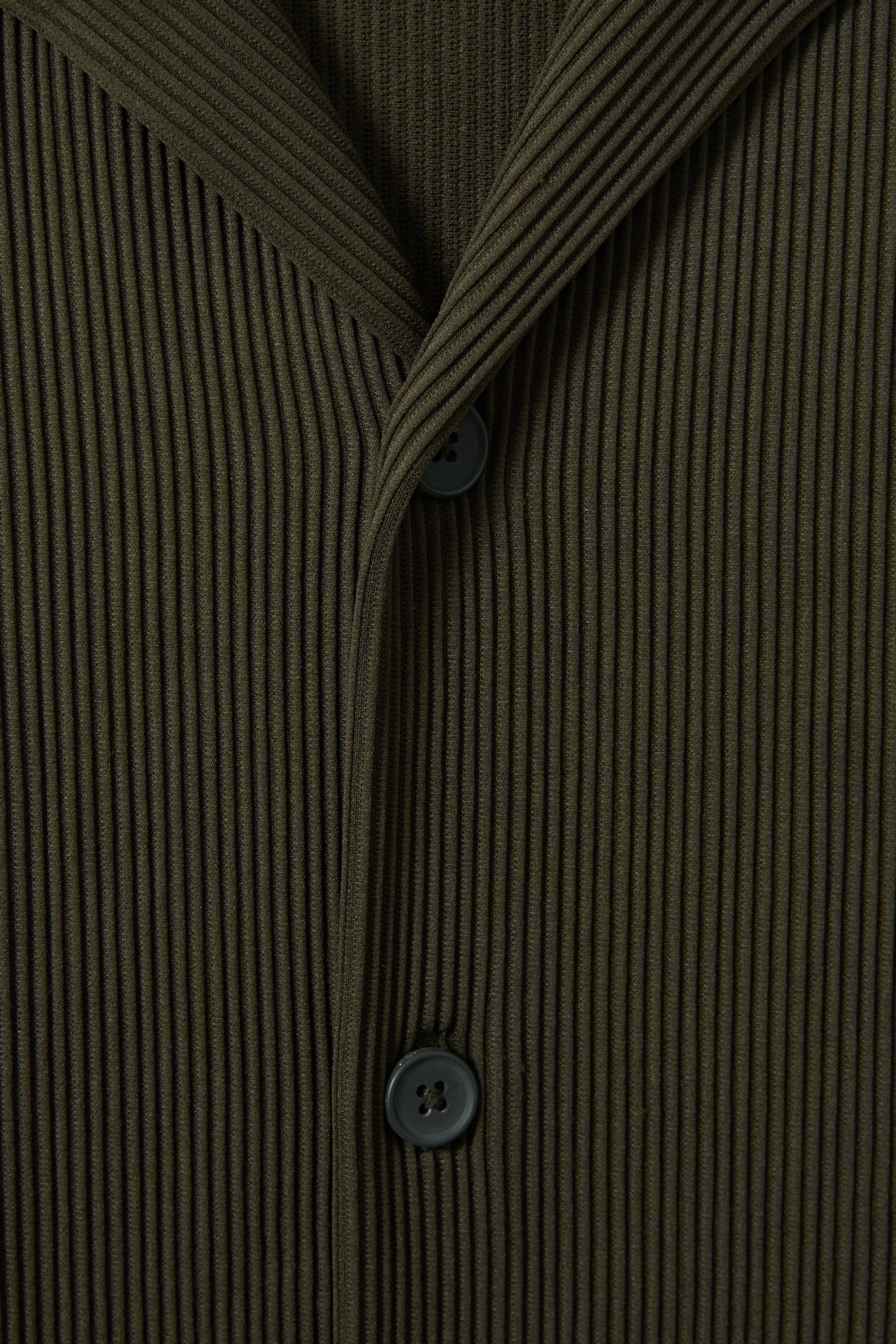 Reiss Green Chase Ribbed Cuban Collar Shirt - Image 5 of 5