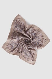 Reiss Oatmeal/Lilac Capo Silk Reversible Pocket Square - Image 5 of 5