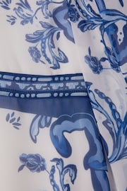Reiss Blue Print Andra Junior Tile Print Flare Sleeve Dress - Image 4 of 4