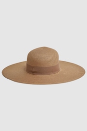 Reiss Natural Emma Wide Brim Raffia Hat - Image 3 of 4