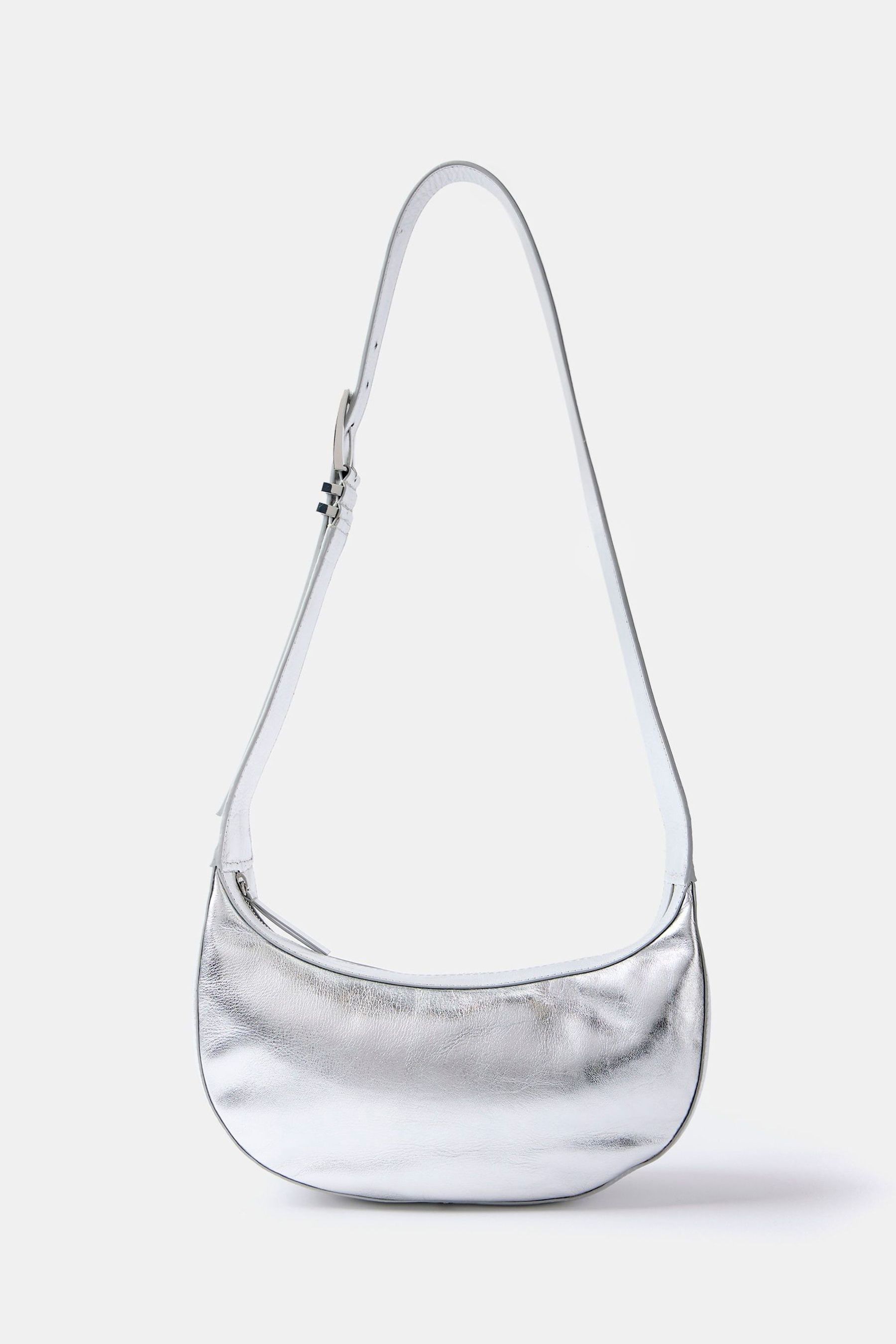 Mint Velvet Silver Leather Cross Body Bag