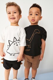 Black/Tan 2 pack T-shirt and Shorts Set (3mths-7yrs) - Image 2 of 11