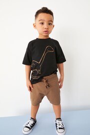 Black/Tan 2 pack T-shirt and Shorts Set (3mths-7yrs) - Image 5 of 11