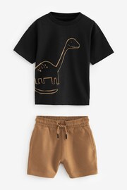 Black/Tan 2 pack T-shirt and Shorts Set (3mths-7yrs) - Image 8 of 11