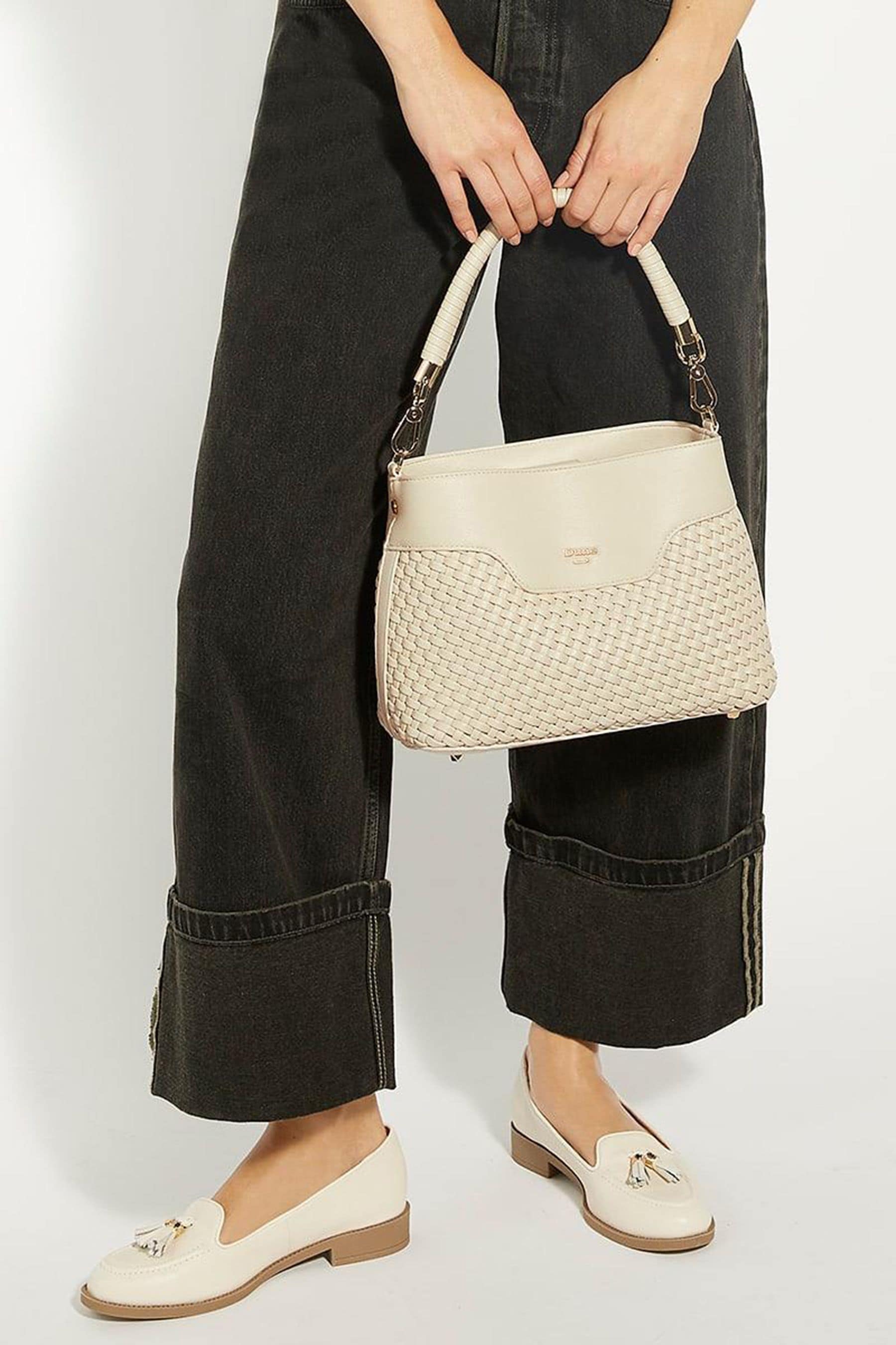 Buy Dune London Cream Dinidelphie Medium Woven Grab Bag from Next Luxembourg