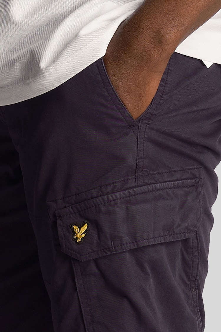 Lyle & Scott Purple 100% Cotton Wembley Cargo Shorts - Image 4 of 4