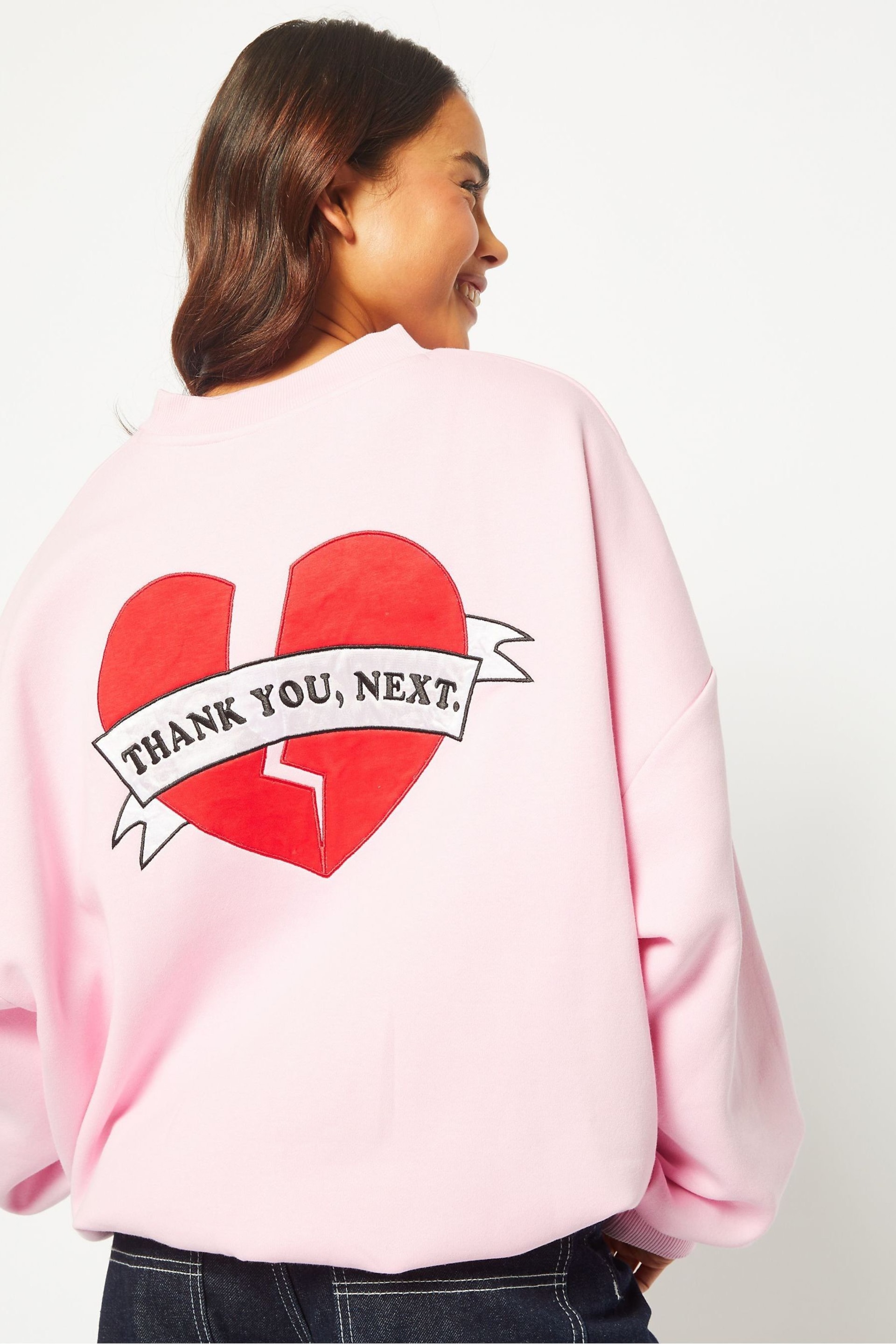 Skinnydip Oversized Pink Thank You Next Sweatshirt - Image 2 of 5