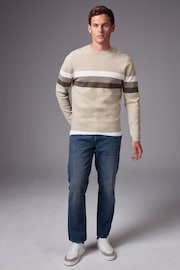 Neutral 100% Cotton Horizontal Stripe Crew Jumper - Image 2 of 8