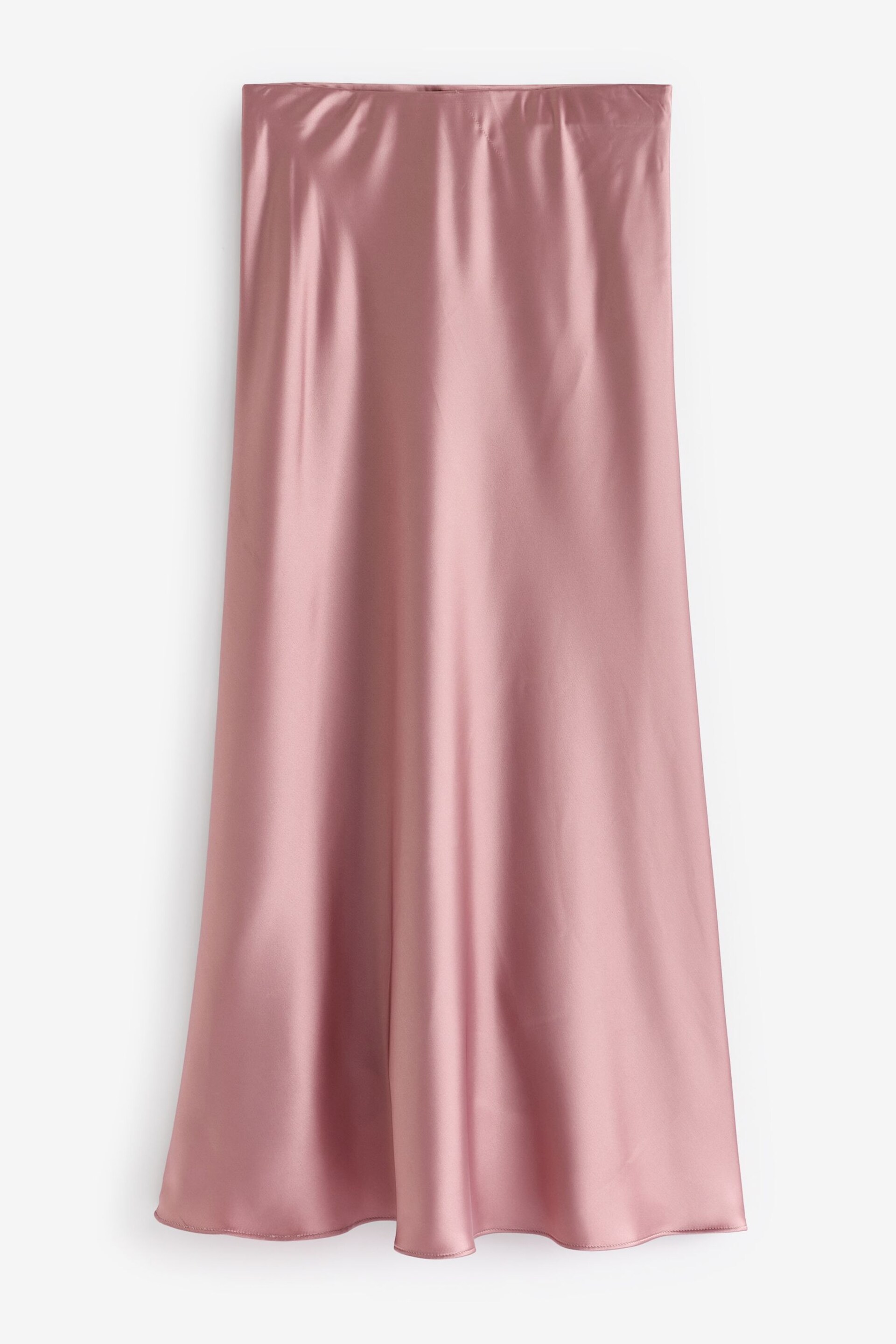 Rose Pink Tailored Satin Midi Skirt - Image 4 of 4