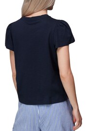 Whistles Blue Cotton Frill Sleeve T-Shirt - Image 2 of 4