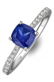 The Diamond Store Blue Astra 2.30ct Lab Sapphire And Diamond Solitaire Ring - Image 1 of 5