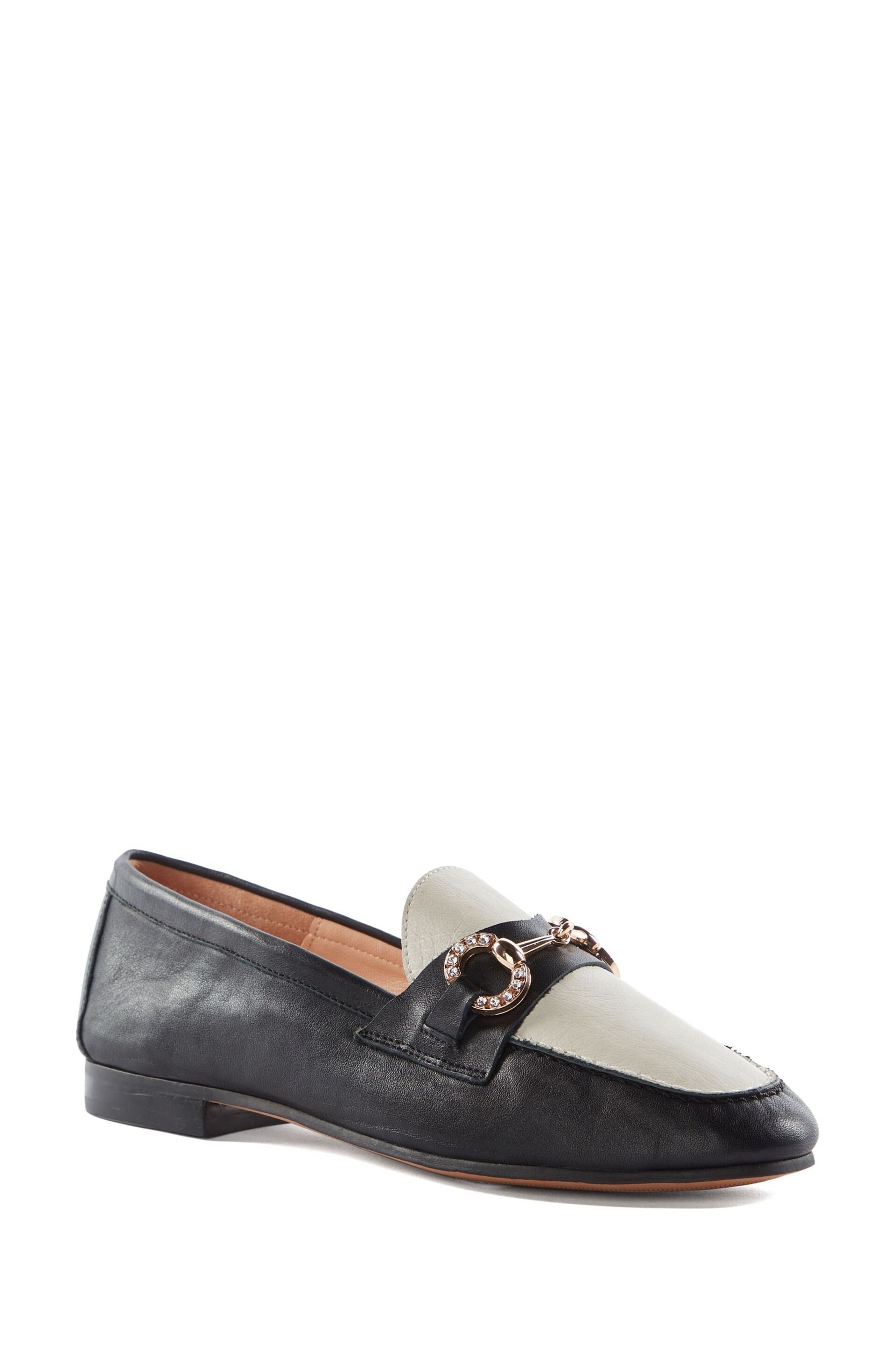 Dune London Black Gemstone Gem Snaffle Flexible Loafers - Image 1 of 5