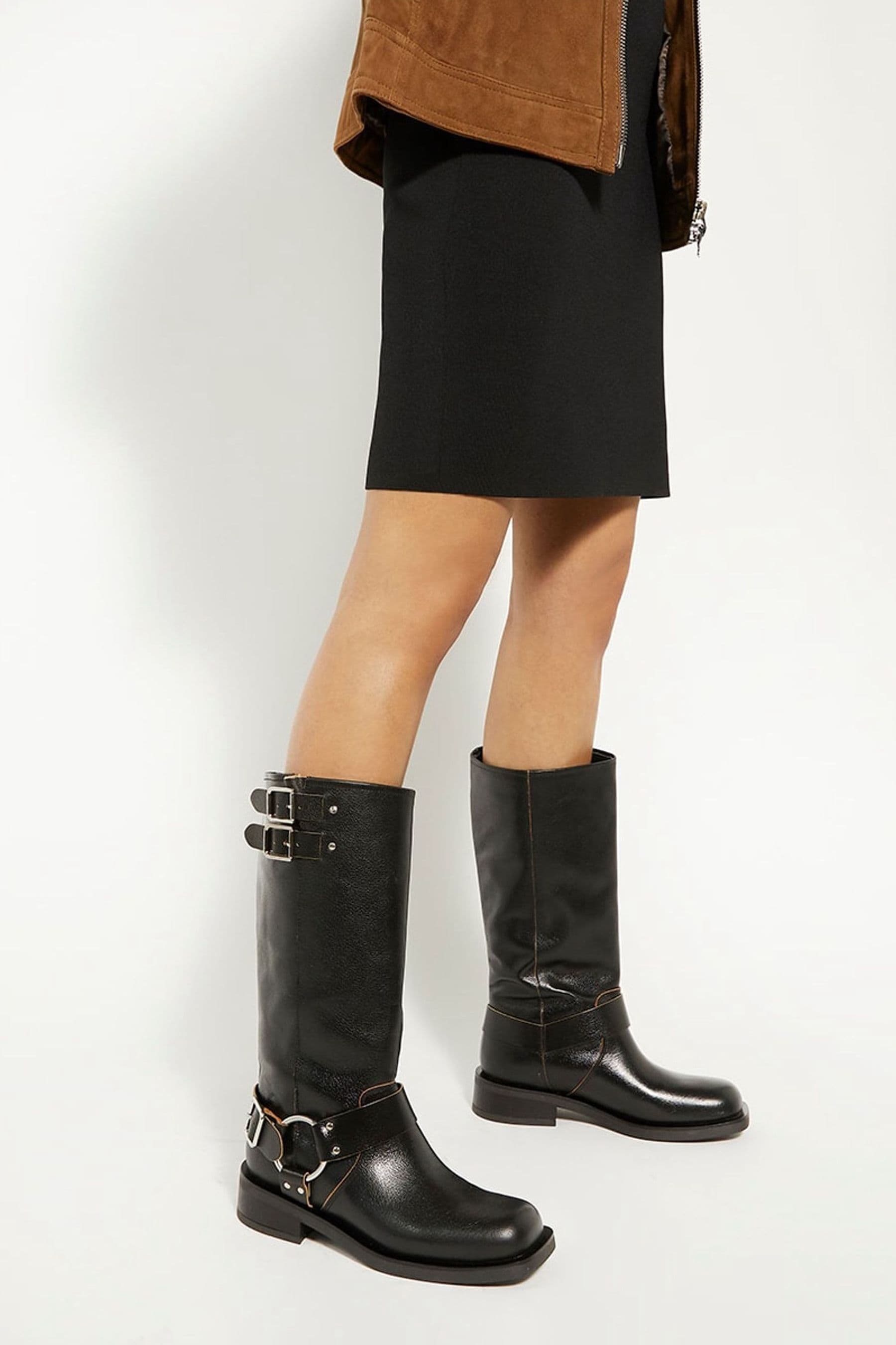 Buy Dune London Black Totoe High Leg Square Toe Biker Boots from Next Luxembourg