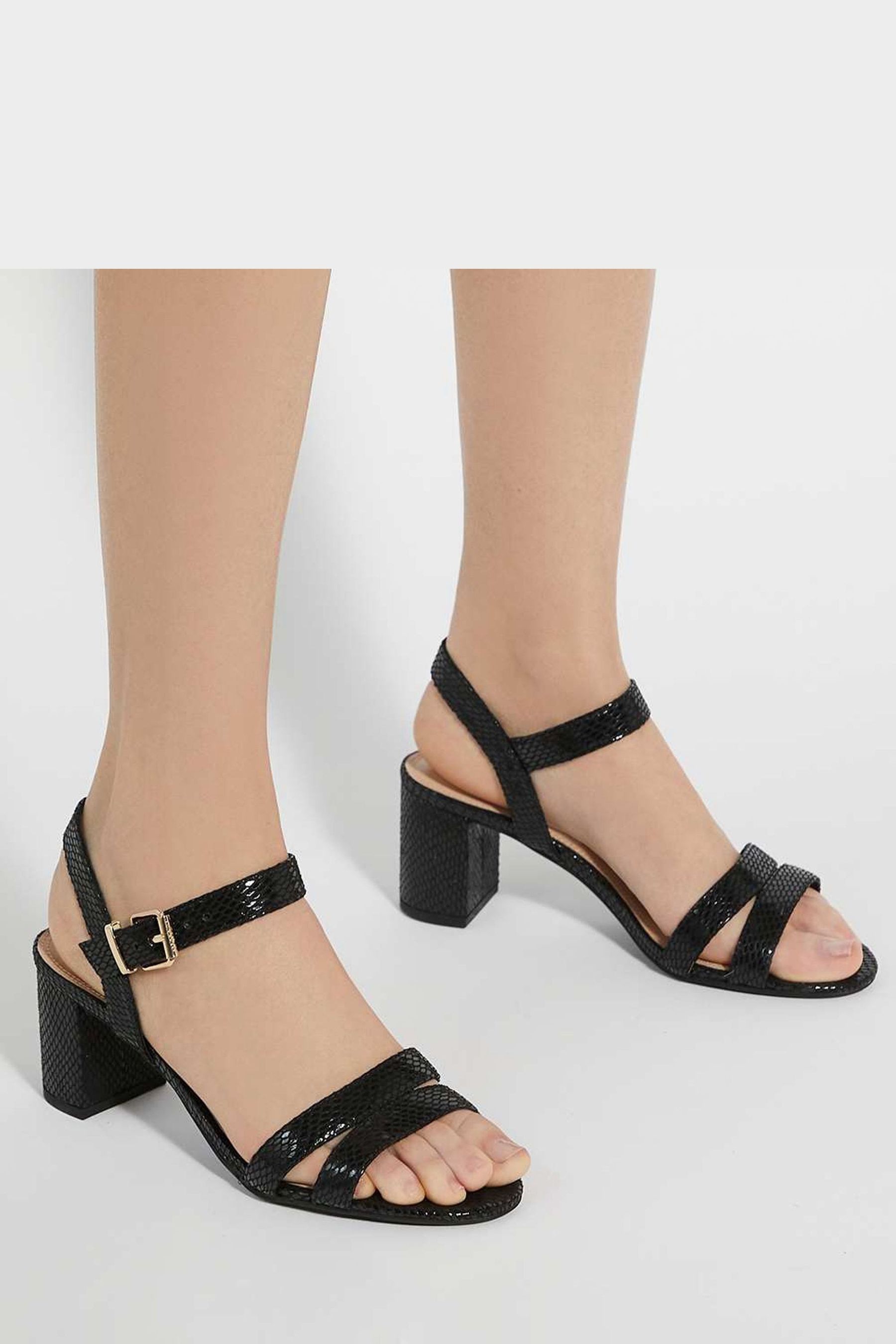 Dune black block heel sandals deals