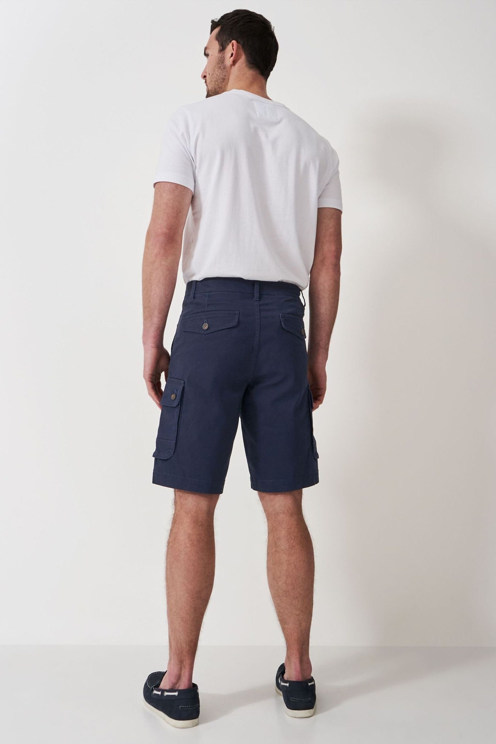 Crew Clothing Company Blue Cotton Classic Casual Shorts - Image 3 of 5