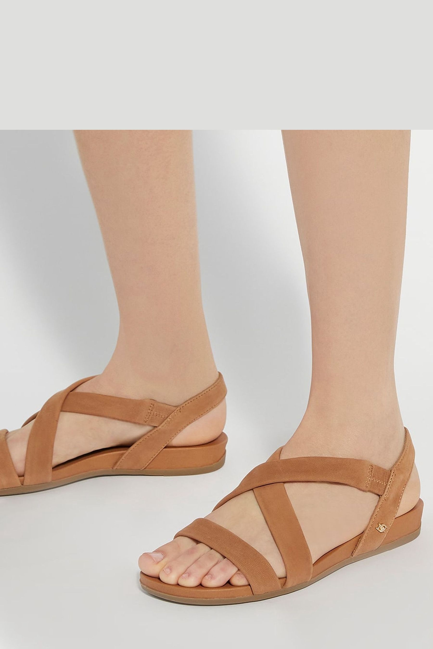 Buy Dune London Brown Standard Fit Landies Cross Strap Comfort Flat Sandals from Next USA