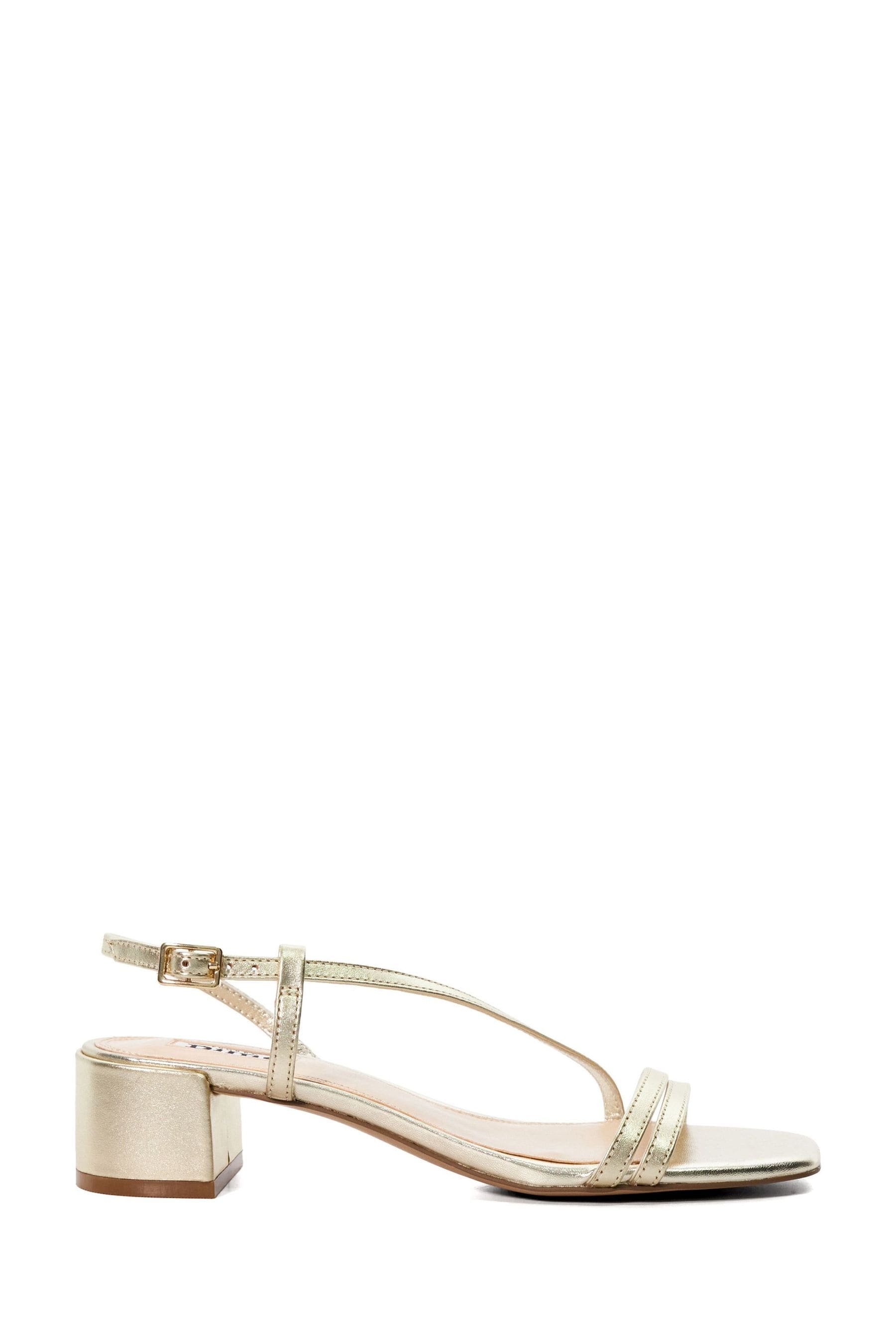Dune London Gold Maryanna Low Block Heel Sandals