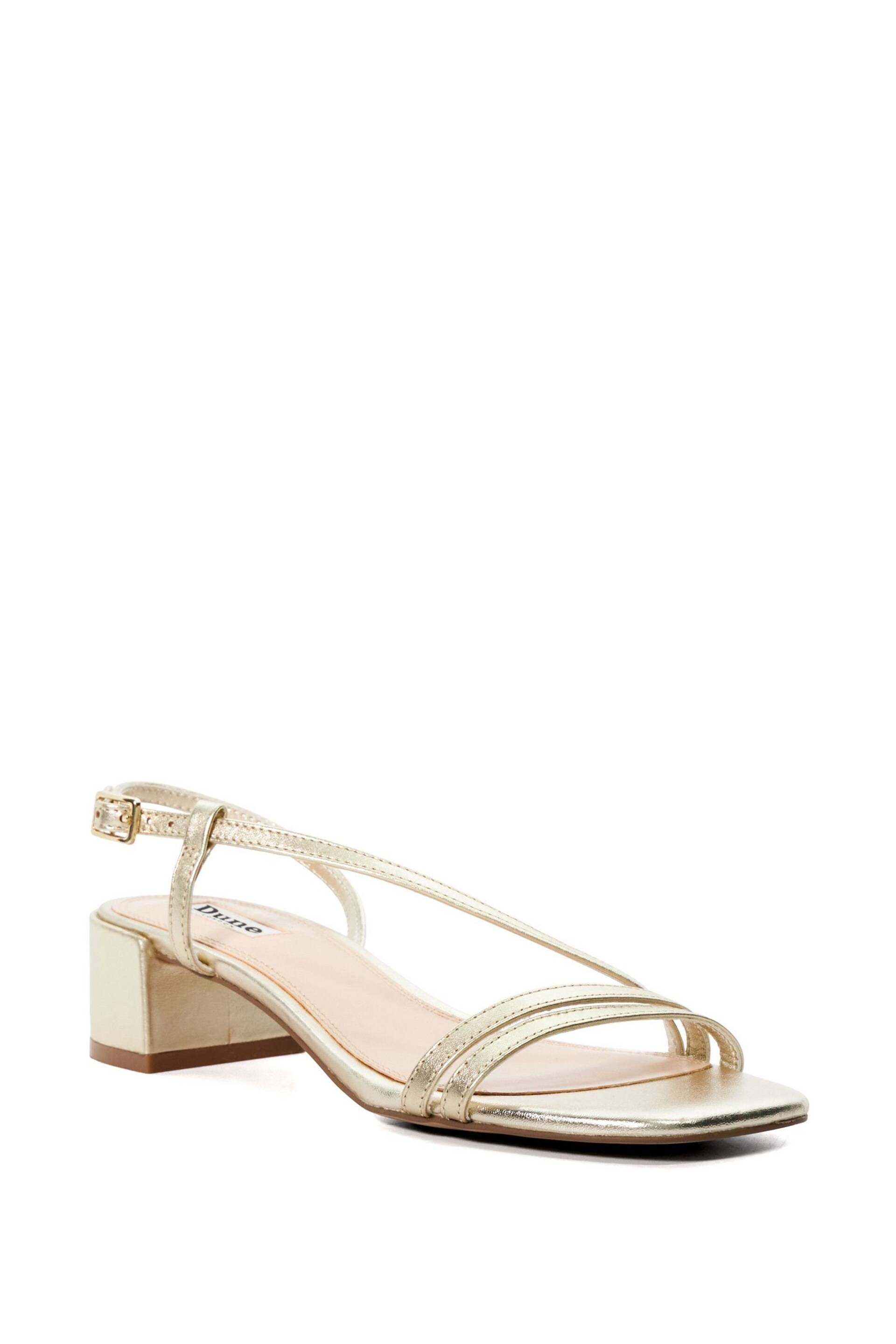 Dune London Gold Maryanna Low Block Heel Sandals - Image 4 of 7