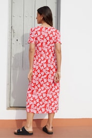 Threadbare Red Cotton Smock Style Midi Dress - Image 2 of 4