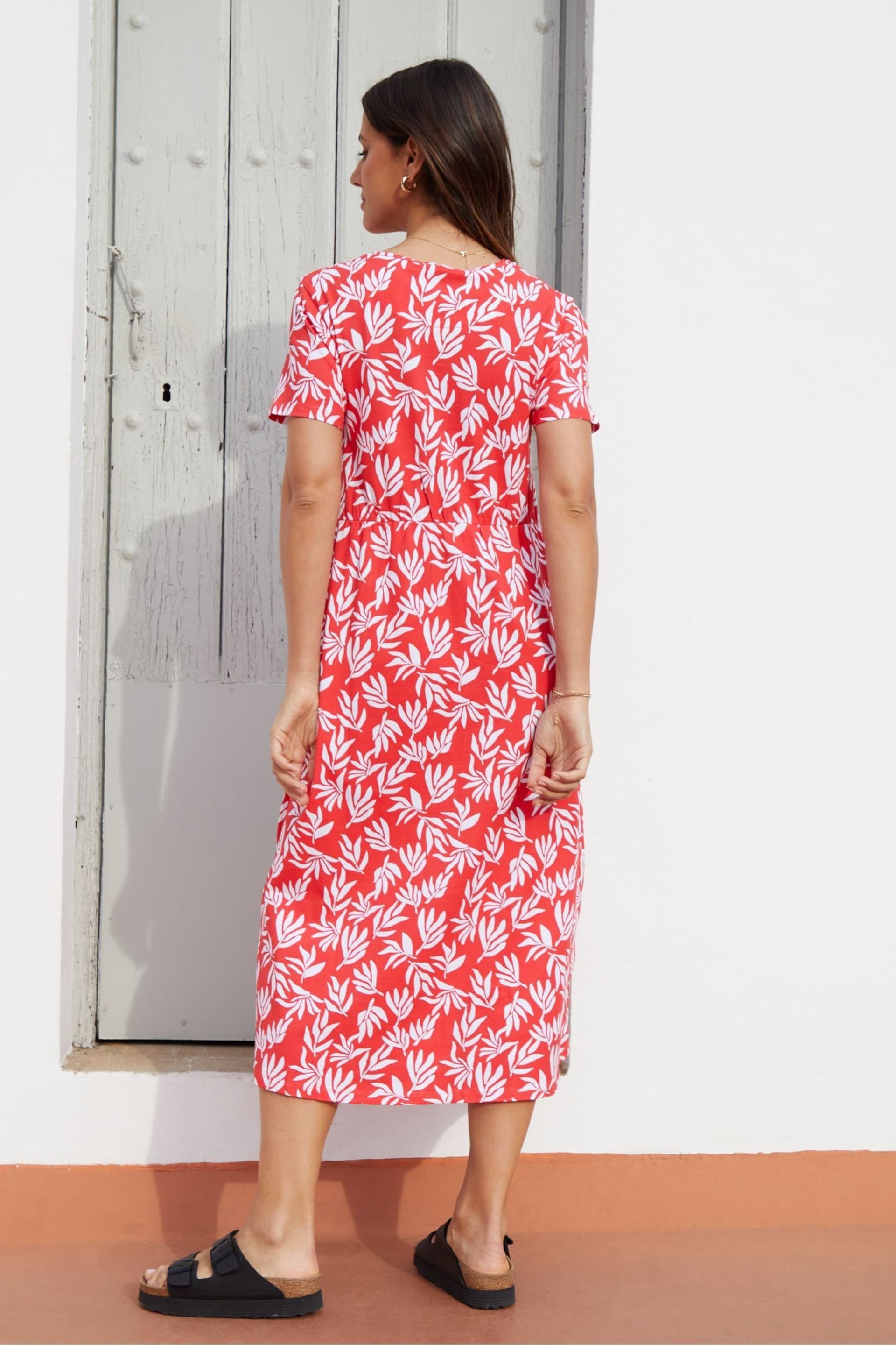 Threadbare Red Cotton Smock Style Midi Dress - Image 2 of 4