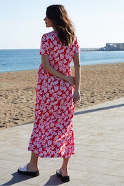 Threadbare Red Cotton Jersey Maxi Dress with Pockets - Image 2 of 6