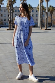 Threadbare Blue Cotton Smock Style Midi Dress - Image 1 of 5