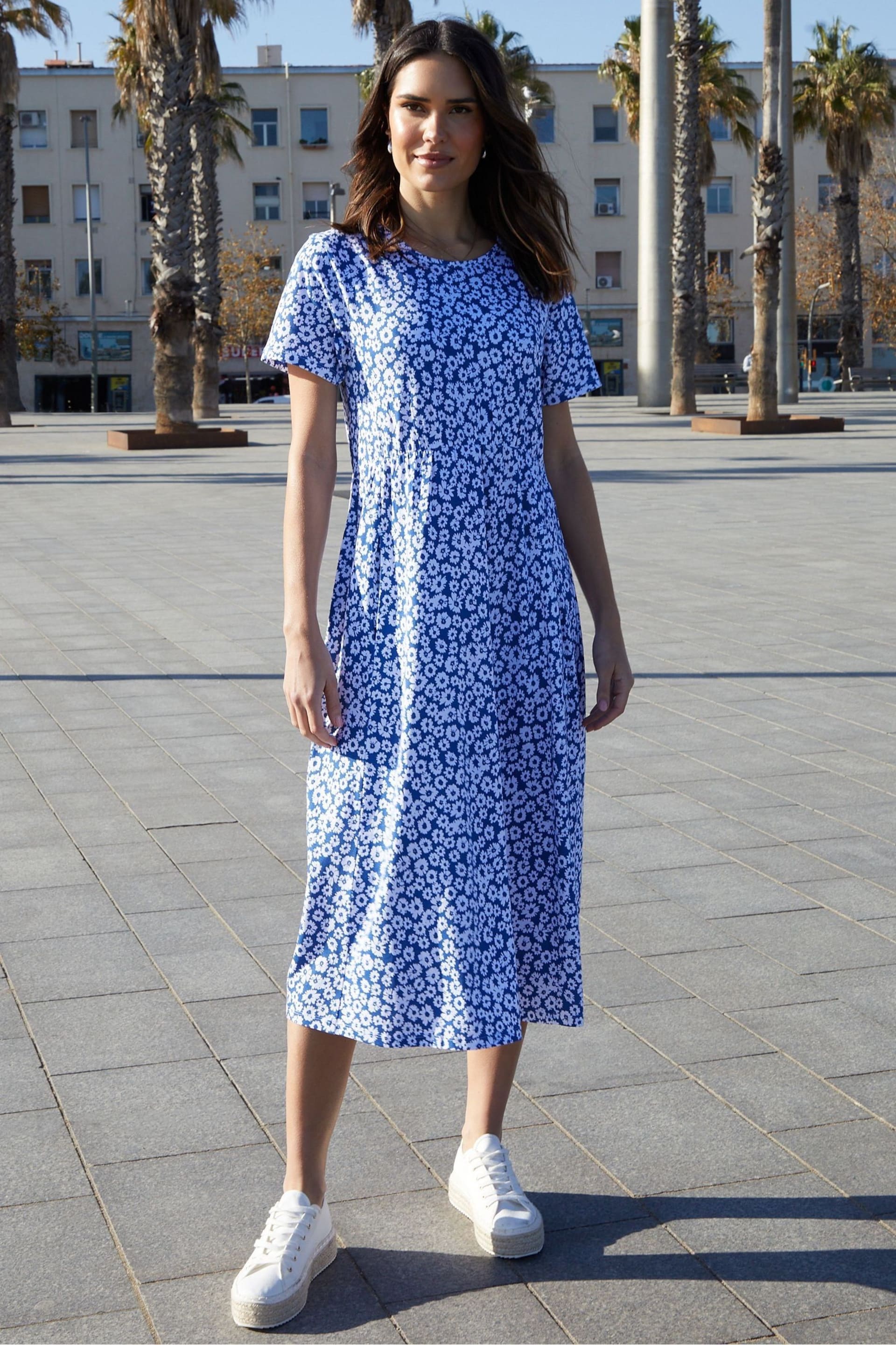 Threadbare Blue Cotton Smock Style Midi Dress - Image 3 of 5