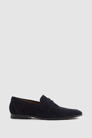 Reiss Navy Bray Suede Suede Slip On Loafers - Image 1 of 5
