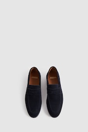 Reiss Navy Bray Suede Suede Slip On Loafers - Image 3 of 5