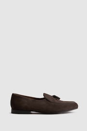 Reiss Dark Brown Harry Suede Slip-On Belgian Loafers - Image 1 of 5