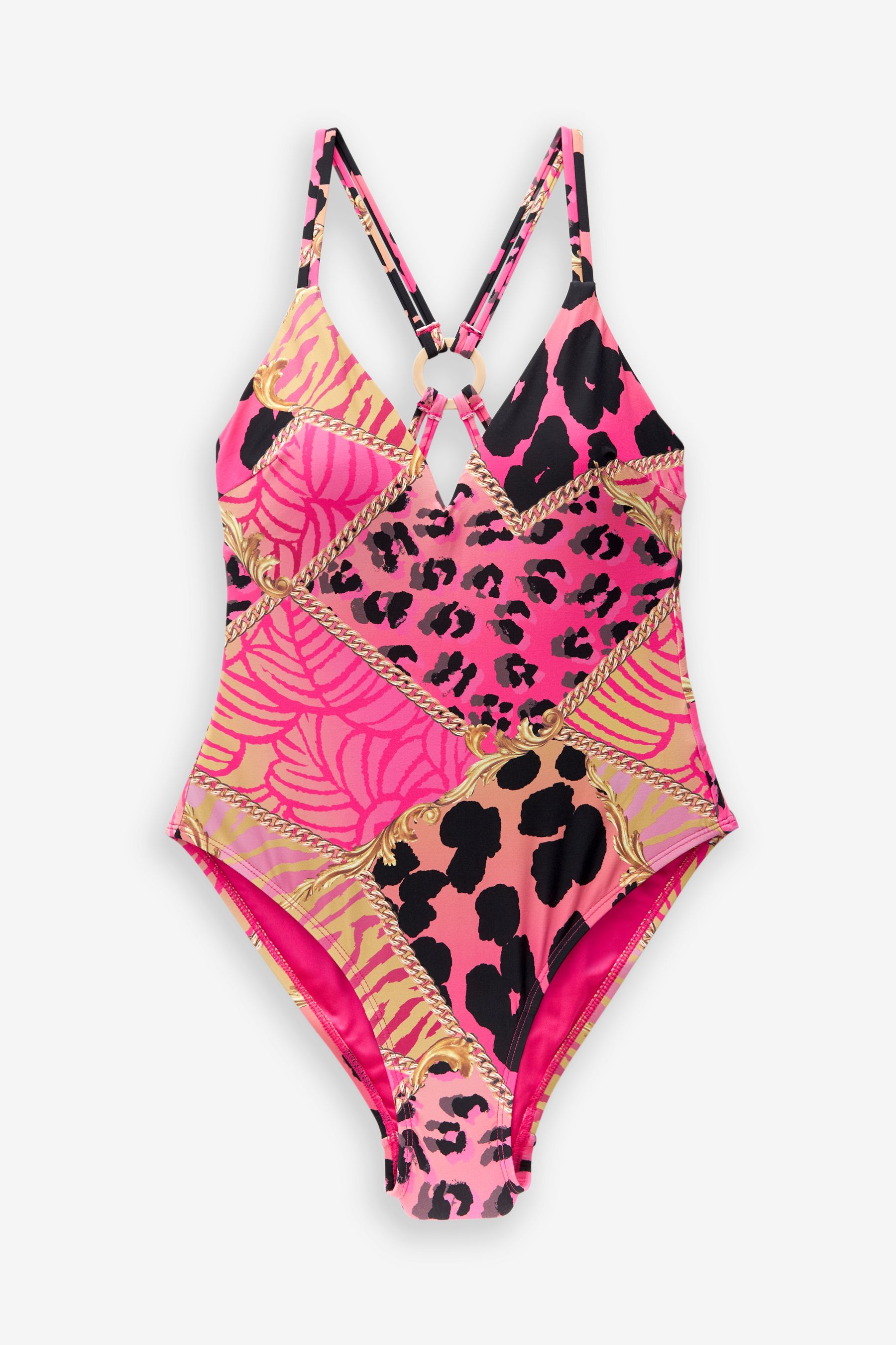 Buy Myleene Klass Leopard rose Maillot de bain a bretelles plongeantes avec revetement ventre from Next Luxembourg