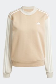 adidas Beige 3 Stripe Colourblock Half Neck Fleece Sweatshirt - Image 7 of 7