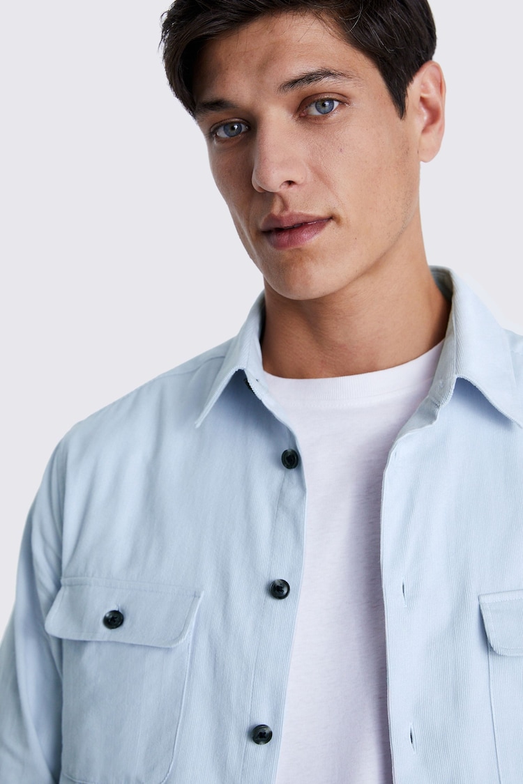 MOSS Blue Corduroy 100% Cotton Overshirt - Image 4 of 4