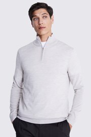 MOSS Silver Grey Merino Blend Zip Neck Jumper - Image 1 of 3