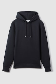 Reiss Navy Blue Fabien Interlock Jersey Drawstring Hoodie - Image 2 of 7