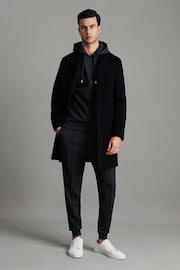 Reiss Navy Blue Fabien Long Sleeve Interlock Hoodie - Image 7 of 7