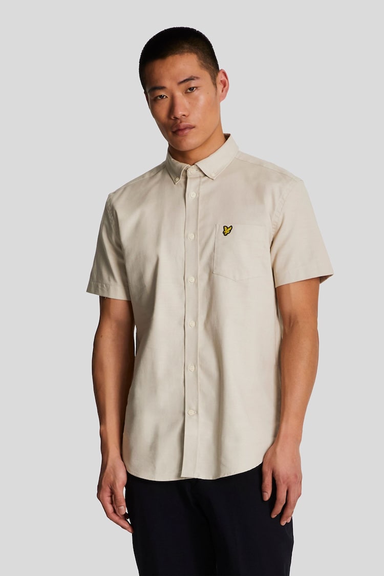 Lyle & Scott Cream 100% Cotton Slub Short Sleeve Shirt - Image 1 of 5