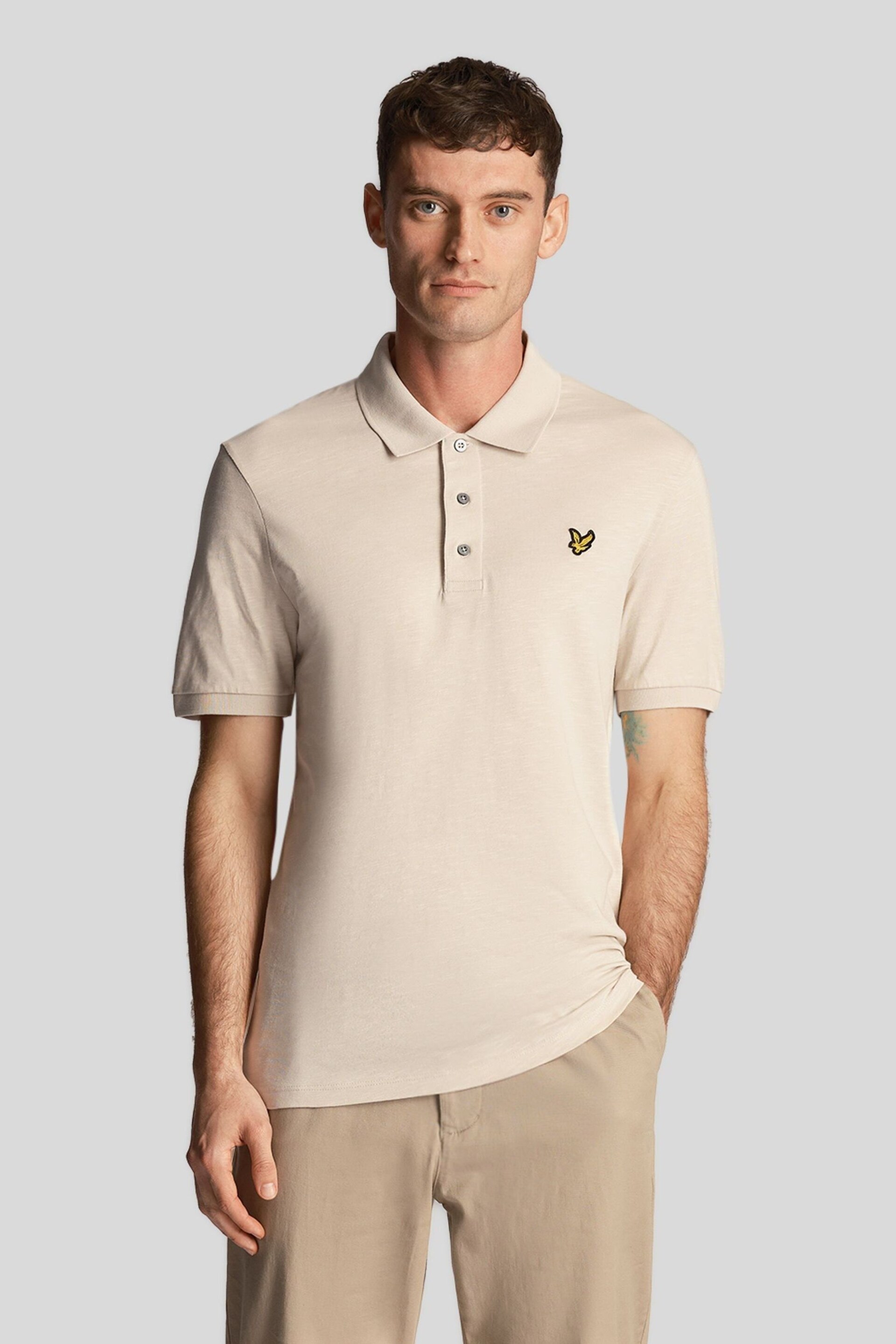 Lyle & Scott Cream Slub Polo Shirt - Image 1 of 5