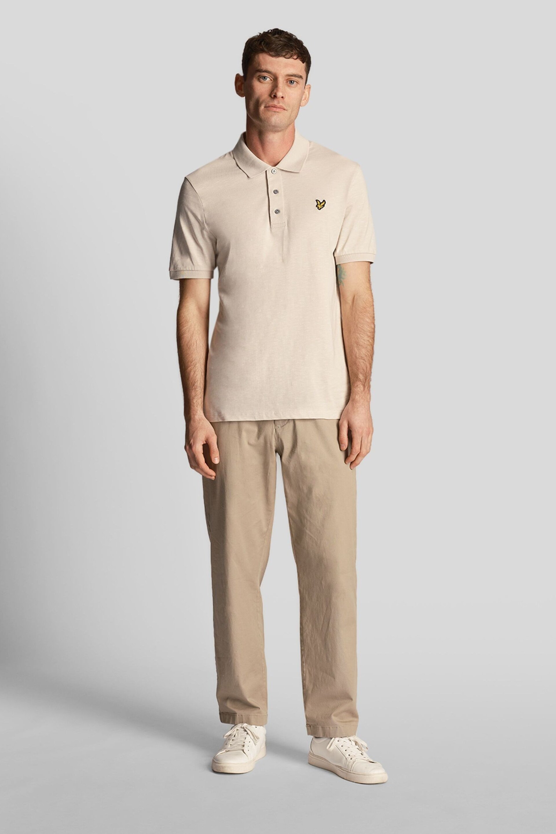 Lyle & Scott Cream Slub Polo Shirt - Image 2 of 5