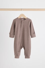 Marron chocolat - Baby Two Way Zip Footless 100% Cotton Sleepsuits 3 Pack (0mths-3yrs) - Image 3 de 12