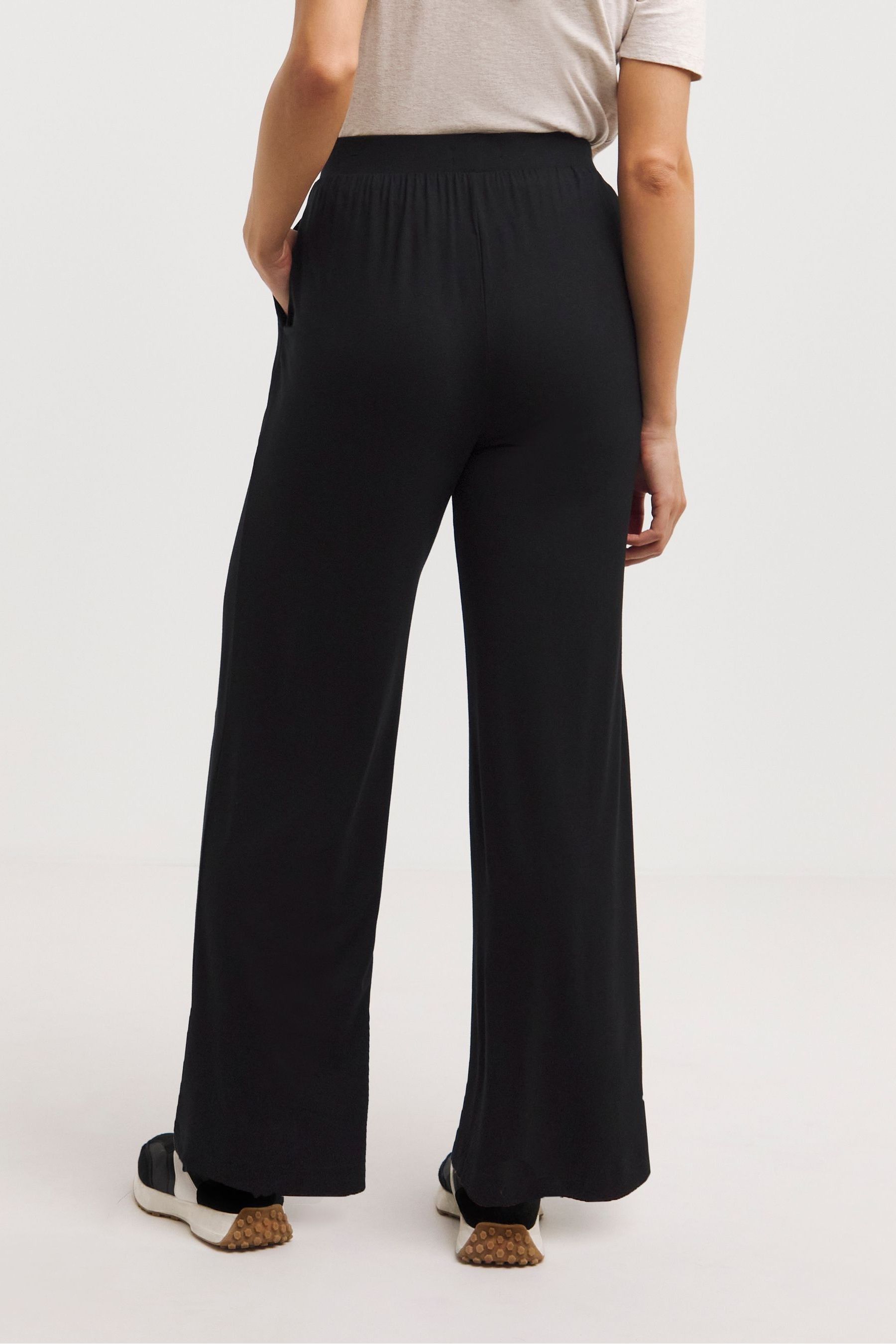 Buy JD Williams Black Jersey Wide Leg Trousers 2 Pack from the Next UK online shop