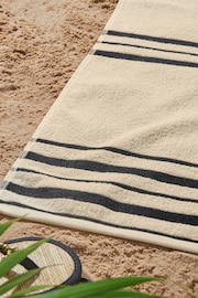 Catherine Lansfield Set of 2 Natural Banded Stripe 100% Cotton Beach Towel - Image 2 of 3